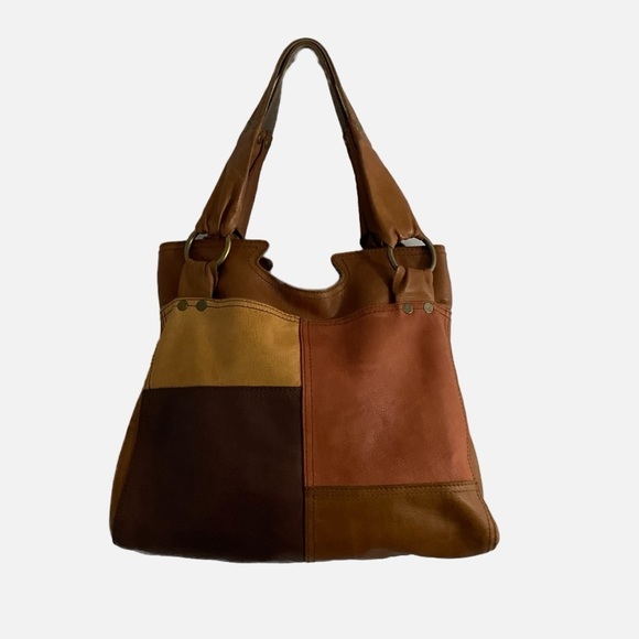 Lucky Brand Leather Vintage Inspired Y2K Shoulder Bag Purse Patchwork Hobo Rare - Picture 3 of 16